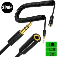 Rallonge Jack 3.5mm 4 3극 TRRS - 남성 여성 헤드폰 스테레오 오디오 AUX 스프링 코일 나선형 케이블, 01 (3 Pole) M-F, 01 1.5m
