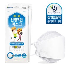 건영크린텍 3단 마스크 대형 KF-AD 흰색, 5매입, 10개, 화이트