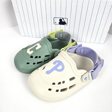 MLB 키즈 청키바운서 클로그 샌들 아이보리 샌들 팀로고 포인트 여름 시원한 슬리퍼