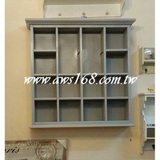 鄉村風16格杯盤架 展示壁櫃 十六格收納櫃 可當CD架 馬克杯架收納架 層架可調整移動, 1個