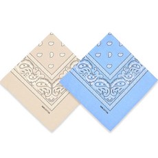 Dorilin 페이즐리 패턴 반다나 2팩 라이트 블루 22*22인치