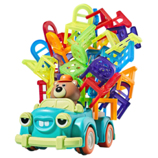 小熊電動卡車疊疊椅，兒童益智玩具，手眼協調訓練，平衡能力培養，親子互動遊戲, 無規格, 1個