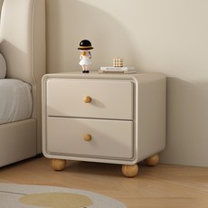 實木烤漆牀頭櫃簡約現代輕奢高級感奶油風家用臥室小型牀頭收納櫃, 【A13實木烤漆】奶茶色:40*40*50cm