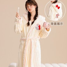 Hellokitty 2024 新款秋冬款可穿式速乾加厚珊瑚絨浴袍女