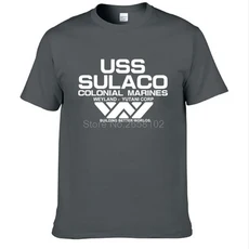 패션 USCSS 티셔츠 Alien USS Sulaco Colonial Marines Aliens Off World 반소매 Tshirt 남성 코튼 O 넥 티, 04 XS（old）, 05 Dark gray