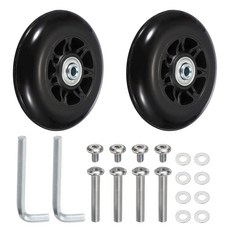 YELARXI 교체용 수하물 바퀴 여행 가방 바퀴 교체 키트 90x24mm 및 1세트 및 고무 및 블랙 - 피팅 (회전 캐스터 베어링 수리/교체/롤러 백/가방/스피너), YELARXI 교체용 수하물 바퀴, 여행 가방 바퀴 교