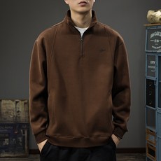 美式復古衛衣 寬鬆立領 學院風長袖POLO衫 半拉鍊運動上衣 秋冬內搭