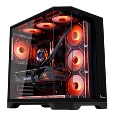 Leadway 鋼化玻璃 RGB 電競機殼, 1個, 黑色夢想家ATX-TypeC