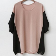 가을용 여성 라운드넥 오버핏 반팔 티셔츠 임부복 중년 puu+107fK