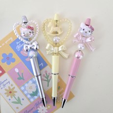 볼펜 꾸미기 세트 귀여운 캐릭터 고양이 볼꾸 볼펜 꾸미기 DIY 동대문볼꾸 비즈 재료 볼펜만들기 세트 학생 선물 핫템 선물 볼꾸, 1팩, 3