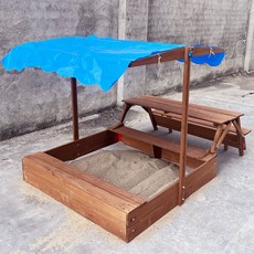 모래놀이터 원목 야외 샌드아트 모래놀이 촉감놀이 키즈카페, 테이블/의자+캐노피