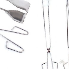 야외활동 숯불요리 긴손잡이 집게도구 캠핑용품 조리기구 안전손잡이 야외취사 필수용품, 1개, 숯집게(55cm)실버