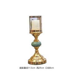 歐式輕奢金屬玻璃燭臺 (2入) 浪漫餐桌裝飾擺件, 小號 配套送無煙蠟燭