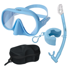 써핏 물유입차단 접이식 스노쿨링 세트, 파우더 블루