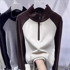 Asure 여성 맨투맨 긴팔 티셔츠 폴라티 집업