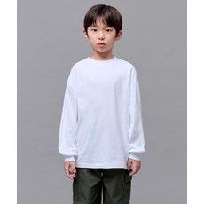 스탠다드 키즈 STANDARD KIDS MUSINSA 오버사이즈 크루 넥 립 커프스 긴소매 티셔츠 [화이트] MKDTL9Z02-WH 591061