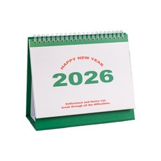2026년 테이블용 월간 달력 트윈 코일 제본 1월부터 12월까지 12개월 분량 Office Home과 호환되는 학사용 달력 플래너, 1개, 초록의