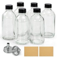 해외 AOZITA 15팩 118.3ml4온스 소형 투명 유리병 뚜껑 및 스테인리스 스틸 깔때기 4개 포함 - 물약 주스 웰빙 진저 샷 위스키 액체용 120ml 보스턴 샘플 병, .0004.육번.