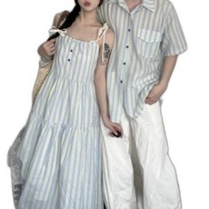 커플 시밀러룩 반팔 패밀리룩 바캉스 하와이안 휴양지 여행 셔츠 웨딩촬영 드레스 원피스 긴팔