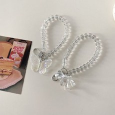크리스탈 비즈 체인 열쇠고리 투명 구슬 장식 패션소품 액세서리 가방 파우치