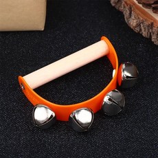 나무 반원형 핸드 링 벨 탬버린 악기 오르프 클래퍼 핸들 교육용, 1개, 5. Orange
