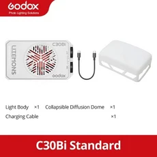 새로운 Godox C30Bi C30R Litemons LED 라이트 패널 경량 CRI94+ TLCI96+ 2800K-6500K 포켓 필, 01 C30Bi, 01 빠른  Mainland