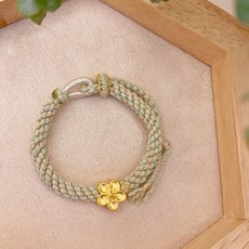 儒家寶寶 9999純金 星星 櫻花 藍綠色編織手繩 彌月禮