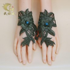 楊麗萍同款 民族風刺繡漏指手腕套