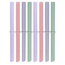 Elk and Friends 성인 및 아동용 재사용 가능한 실리콘 빨대 스토퍼 포함 396.9g(14온스) 473.2ml(16온스) 메이슨 병 또는 텀블러용 | 빨대 8개, 7.9" Length, 세이지/미스티 블루/블러시/라일락