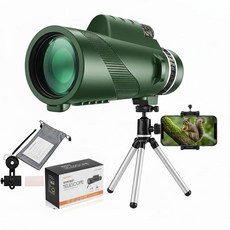 튼튼한 삼각대 및 어댑터가 있는 스마트폰용 80x100 고화질 단안 망원경 - 프리미엄 BAK4 프리즘 및 FMC 렌즈 조류 관찰 사냥 여행용 고출력 스포팅 스코프 - 방수