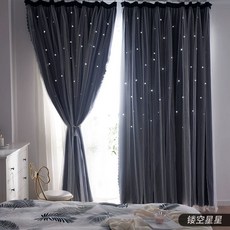 망사 인테리어 가정용 간이 거실 별 블라인드 커텐 무타공 침실 창문 시스루