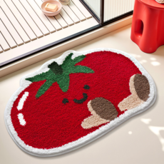 띵룸 과일 캐릭터 발매트 욕실 주방 미끄럼방지 흡수 매트, 1개, 토마토