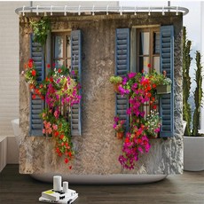 꽃 풍경 인쇄 욕실 방수 샤워 커튼 폴리 에스터 정원 스트리트 뷰 홈 장식, 10. DM2885