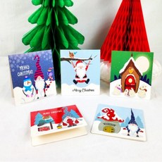 요정 성탄절 카드세트 크리스마스 일러스트 단체 감사 대량 산타, 산타카드 나무산타