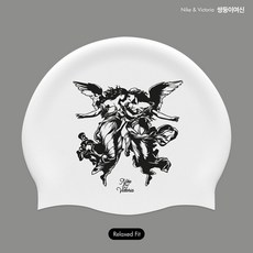 오호라스튜디오 링클 실리콘 수영모자, 1개, 쌍둥이여신 화이트블랙