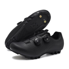 碳纖維自行車騎行鞋男女款 碳底鎖鞋 公路車/山地車硬底單車鞋, 山地骑行鞋-黑色-A7, 44