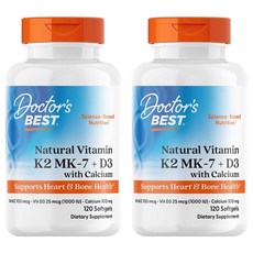 닥터스베스트 내추럴 비타민 K2 MK-7 100mcg + D3 25mcg 칼슘 100mg 함유 소프트젤, 2개, 120정