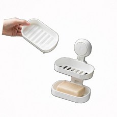 흡착비누받침대 더블 2단 욕실 주방 정리 선반, 1개