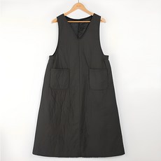 BBAEBBAE 女款鋪棉V領馬甲式長版連身裙, 深灰色