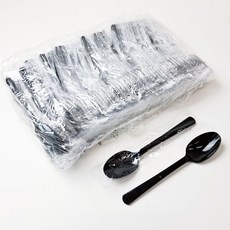 일회용 숟가락 블랙 국내생산 개별 비닐포장, 1개, 100개입
