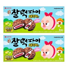 롯데웰푸드 찰떡파이 명가 메이플스토리 돼지바맛, 2개, 150g