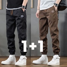 BIKASU 남자 사계절 밴딩 빅사이즈 카고바지 데일리 캐주얼 조거팬츠 작업복 바지 1+1
