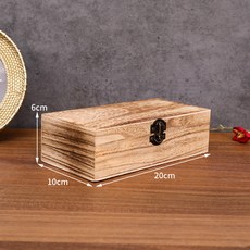 復古桐木木製長方形翻蓋收納盒 珠寶飾品禮品包裝盒, 1個, 淺色, 淺色
