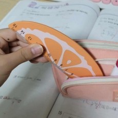 디자인자 모양자 플라스틱자 캐릭터자 눈금자 15cm 학용품자 오렌지 과일, 1개, 상세페이지 참조