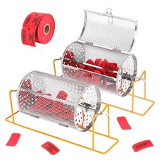 AQQHSAIN 티켓용 18 x 12cm(7.1 4.75인치) 추첨 드럼 2개 금속 티켓 스피너 박스 500개 포함 내구성 있는 케이지 복권 게임 공 (2) 24851, 2