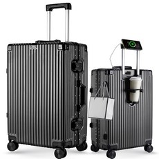 USB충전+알루미늄 REGESY 경량 기내용 캐리어 20/24/27인치 360도 저소음 바퀴 대용량 여행가방 [3년AS]