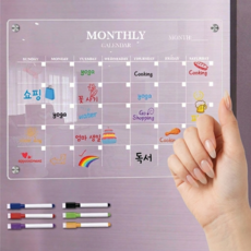 피카스페이스 투명 아크릴 냉장고 자석 메모보드 캘린더