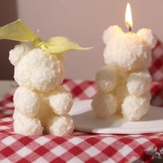 《小日子家居館》可愛小熊 治癒係少女心臥室擺件 伴手禮生日禮物淡香香薰蠟燭, 1個, 粉紅色,[英國梨小蒼蘭]