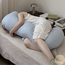 롱쿠션 바디필로우 안고자는베개 쿠션 애착인형 수면 포근한 부드러운, 블루