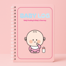 베베맘랩 아기 수유일지 성장일지 A5, 1개, 파스텔핑크